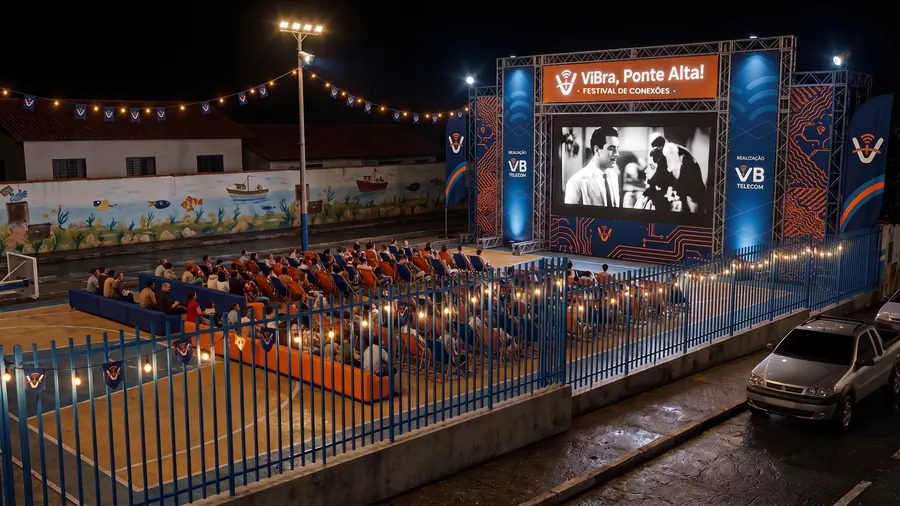 Estudo de ambientação do cinema montado na quadra da COHAB