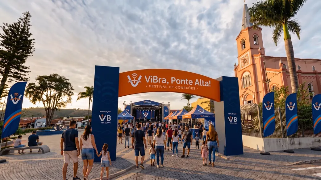 Pórtico de entrada do festival montado na praça central de Monsenhor Paulo